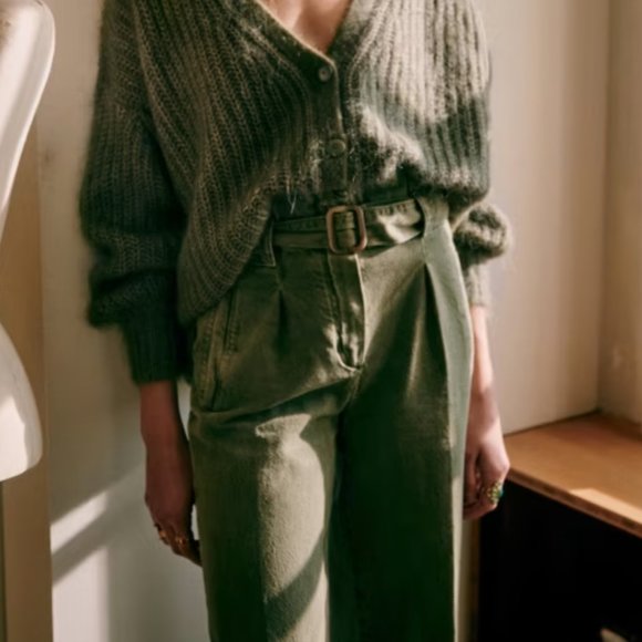 Sézane Olivier Trousers - Olive Green, Size 2 (34) - Picture 2 of 3